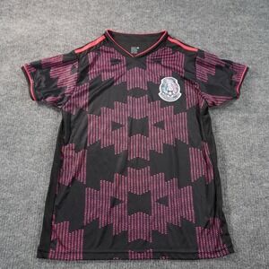 Mexico National Team Soccer Jersey Mens Medium Black Pink Geometric Crest 5647